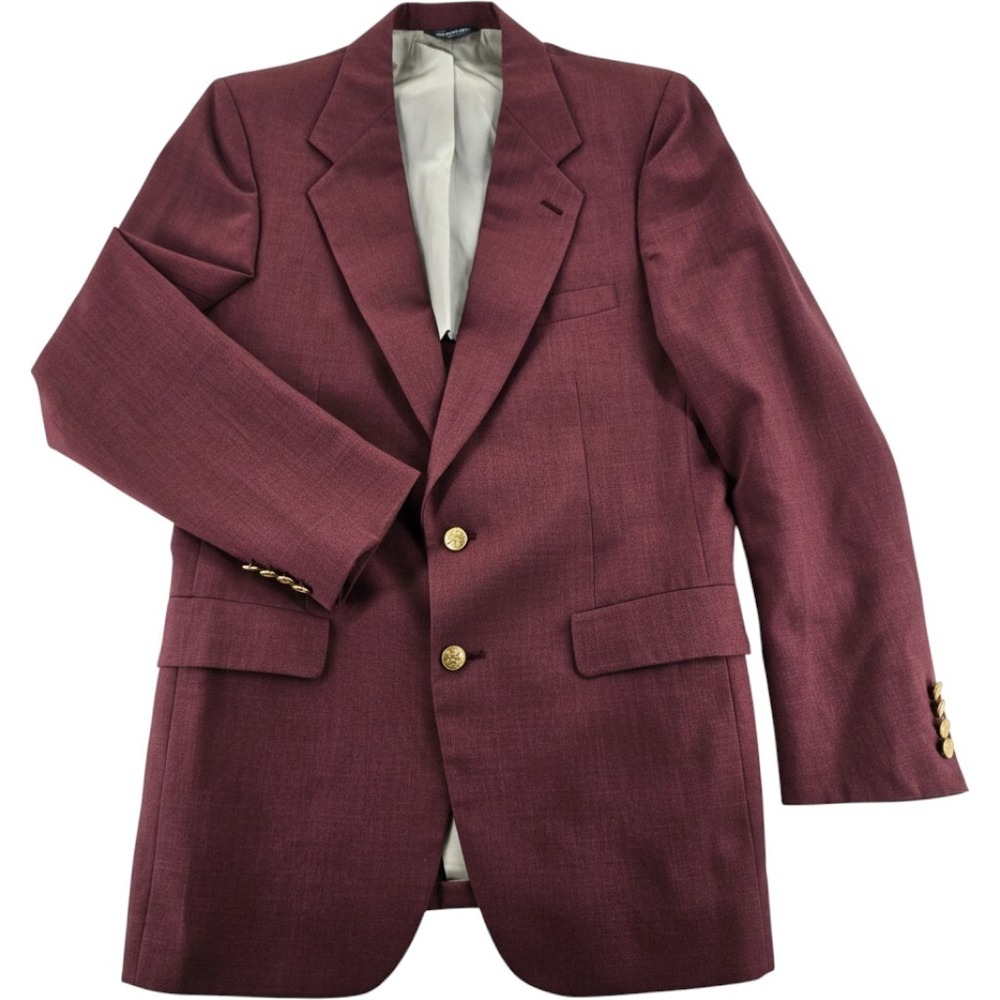 Kuppenheimer Sport Coat 40 Burgundy 2-Button Gold Crest Blazer Made in USA